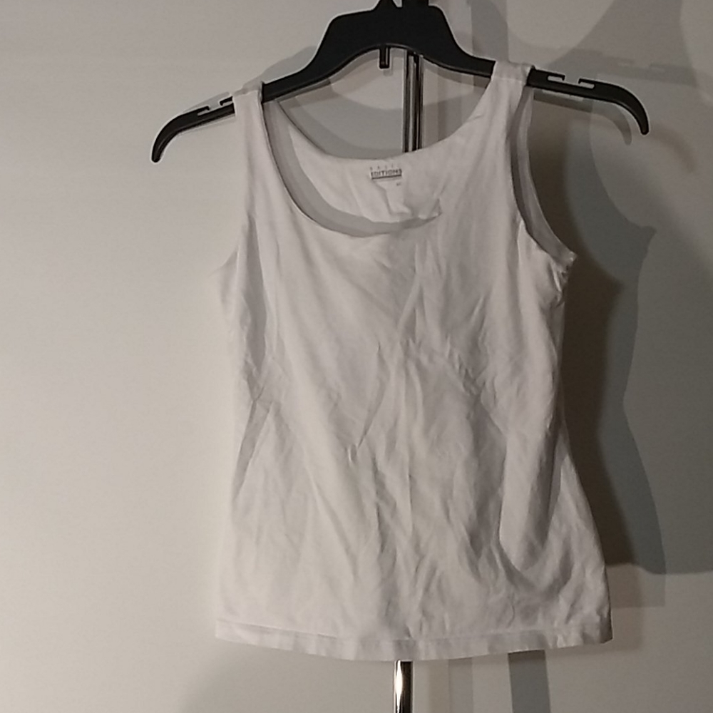 White Cotton Tank Top&Shelf Bra Basic Edit…